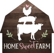 Print Shop Barn Shaped MDF Cutout Home Sweet Farm
