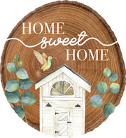 Print Shop Round MDF Cutout Home Sweet Home Hummingbird Cottage Scene