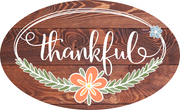 Print Shop Oval MDF Cutout Thankful With Flower