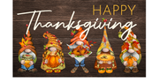 Print Shop Rectangle MDF Cutout Happy Thanksgiving Gnomes With Pies And Pumpkins