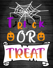 Print Shop Square MDF Cutout Trick Or Treat Halloween Design With Spider Web And Pumpkins