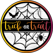 Print Shop Round MDF Cutout Trick Or Treat Spider Web And Bat