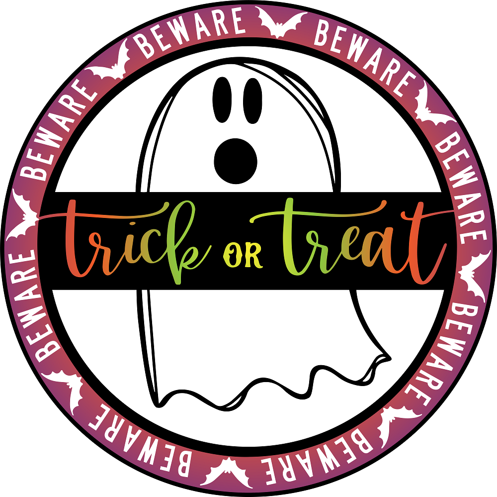 Print Shop Circle MDF Cutout Trick Or Treat