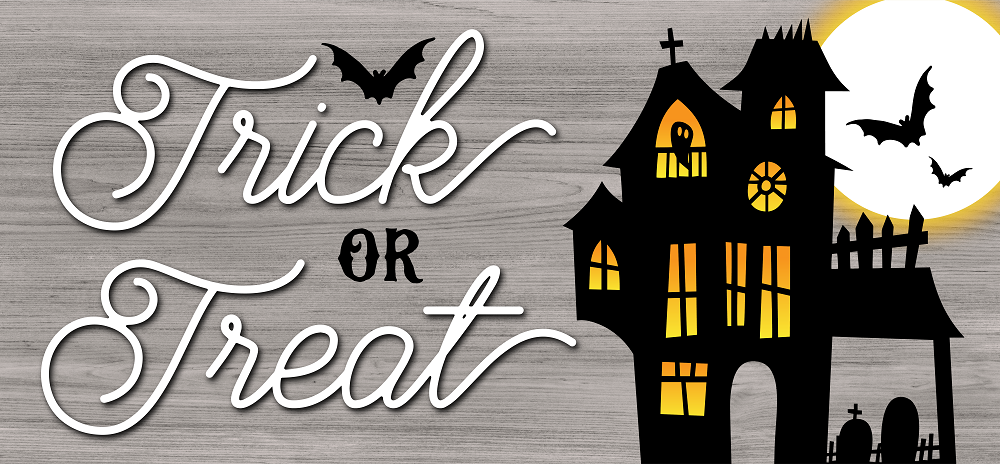 Print Shop Rectangle MDF Cutout Trick Or Treat Haunted House