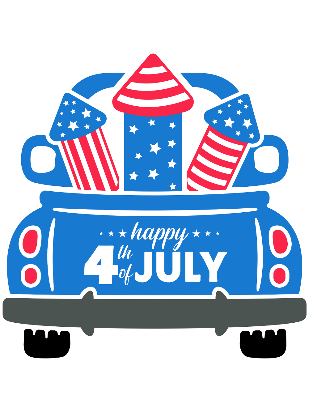 Print Shop Truck MDF Cutout Happy 4th Of July
