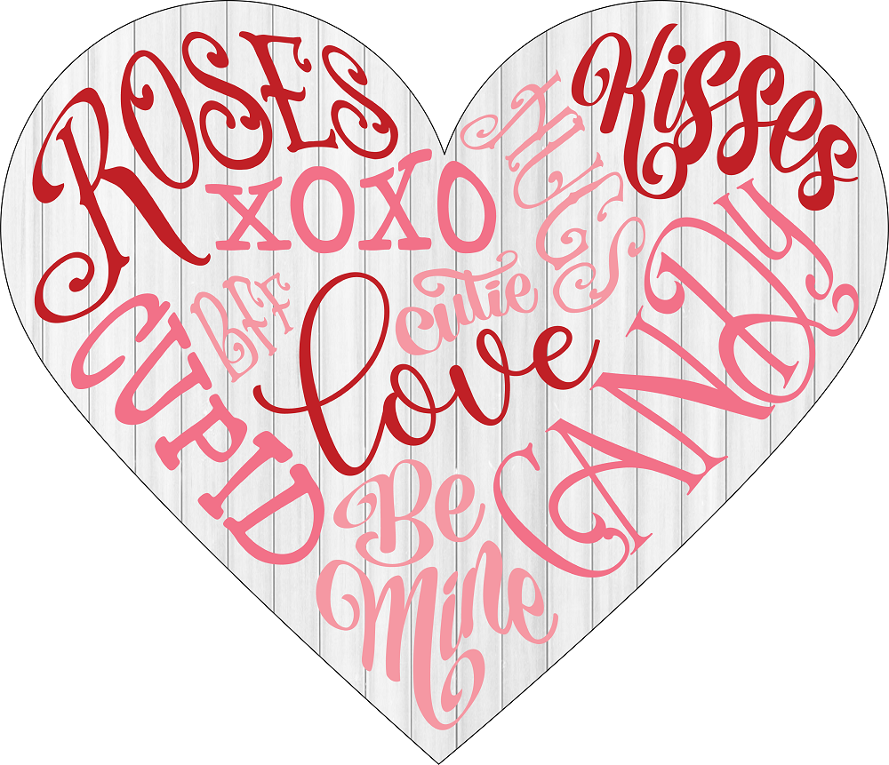Design By Line Heart MDF Cutout Roses Kisses XOXO Love Be Mine - Print Shop