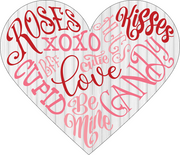 Design By Line Heart MDF Cutout Roses Kisses XOXO Love Be Mine - Print Shop