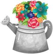 Print Shop Watering Can MDF Cutout Floral Bouquet
