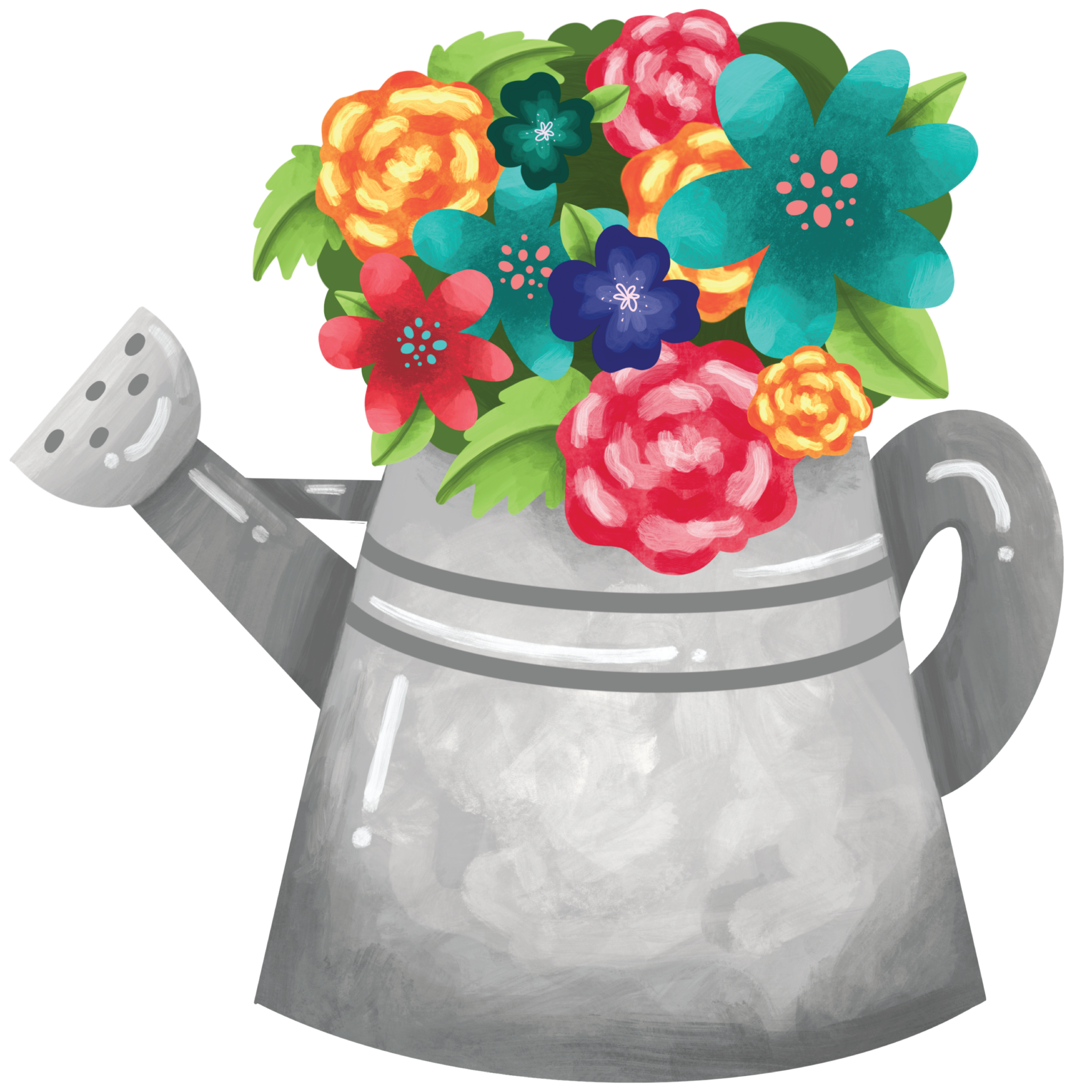 Print Shop Watering Can MDF Cutout Floral Bouquet