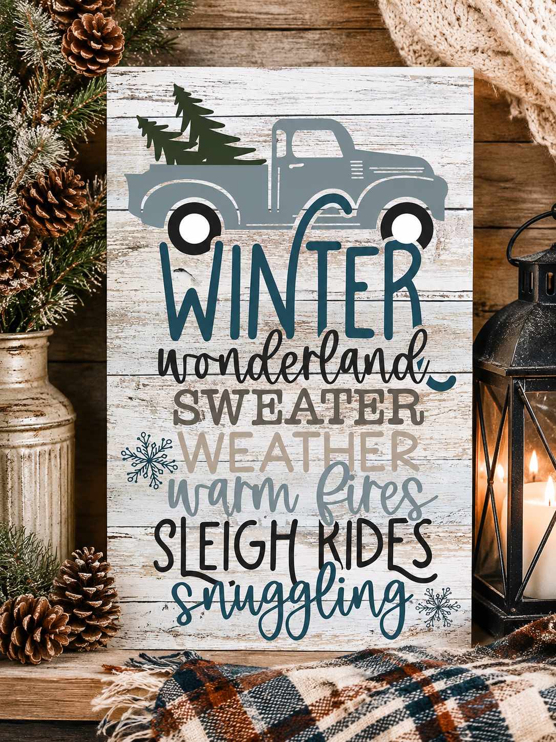 Print Shop Rectangle MDF Cutout Winter Wonderland Weather Warm Fires Sleigh Rides Snuggling