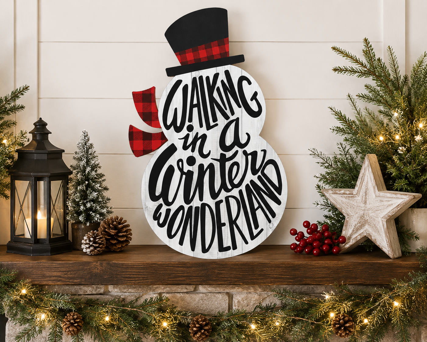 Print Shop RoundMDF Cutout Walking In A Winter Wonderland