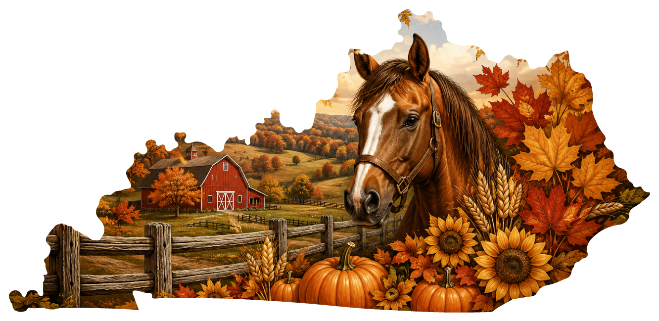Print Shop Kentucky Horse Fall Door Hanger  MDF Cutout