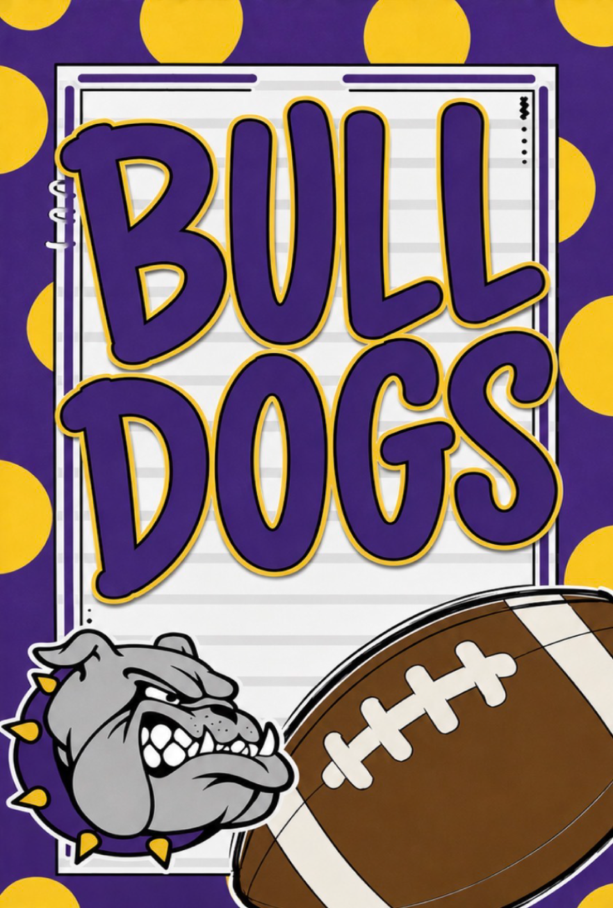 PAINT THE TOWN NORTHSIDE BLUE YELLOW BULL DOGS FOOTBALL AND BULLDOG