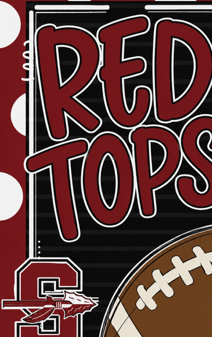 PAINT THE TOWN RED TOPS RED AND BLACK FOOTBALL