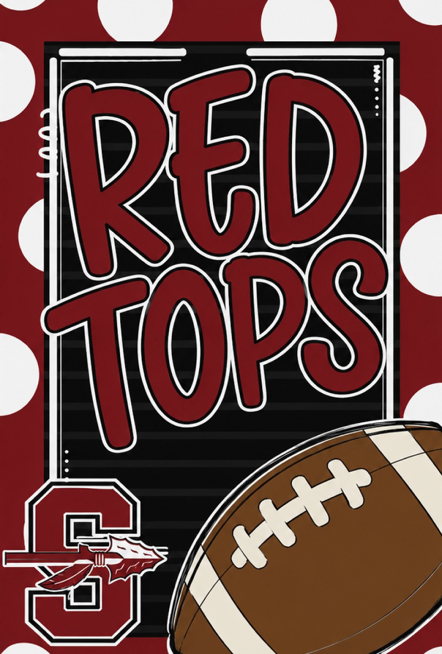 PAINT THE TOWN RED TOPS RED AND BLACK FOOTBALL