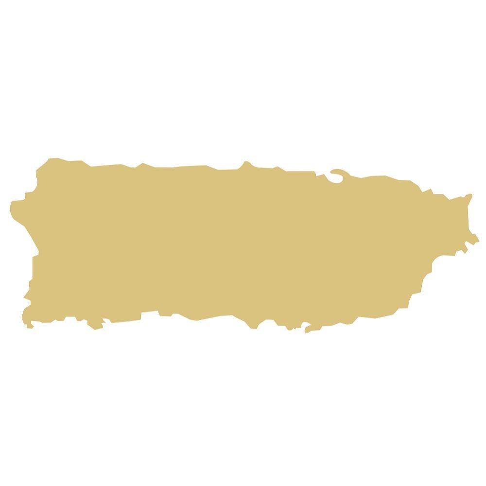 Basic Shape Puerto Rico MDF Cutout Map Silhouette - Unfinished For DIY