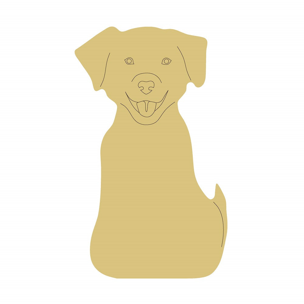 PWAT Design By Line Sitting Dog MDF Cutout Shelf Sitter - Unfinished For DIY