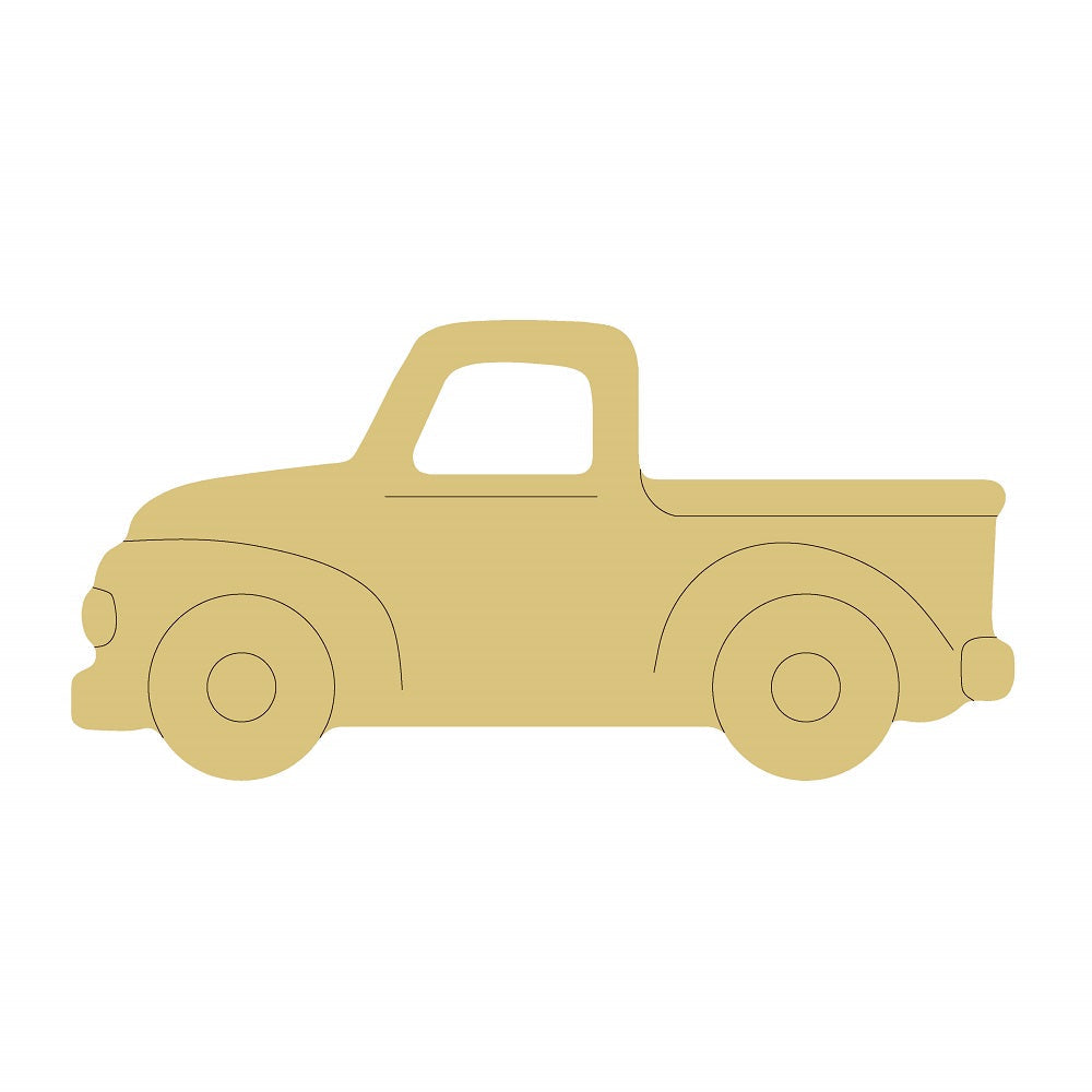 PWAT Design By Line Pickup Truck MDF Cutout Shelf Setter Silhouette - Unfinished For DIY