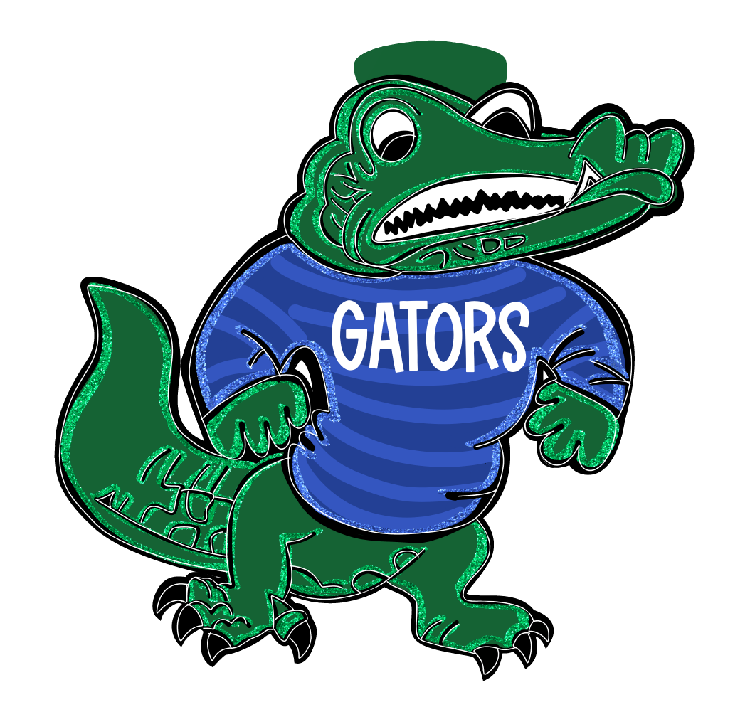 QUEEN OF MY CASTLE GATORS WITH BLUE SWEATER
