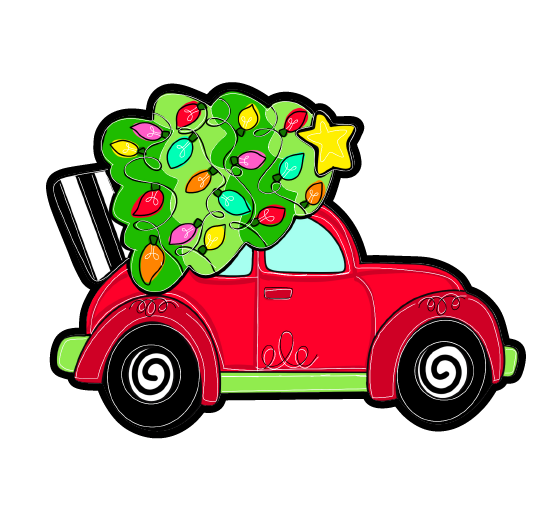 QUEEN OF MY CASTLE CAR WITH CHRISTMAS TREE