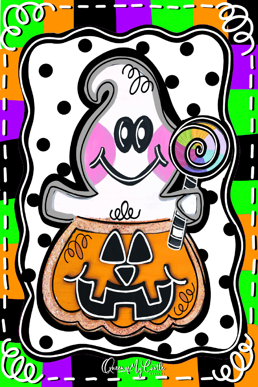 QUEEN OF MY CASTLE GHOST WITH PUMPKIN