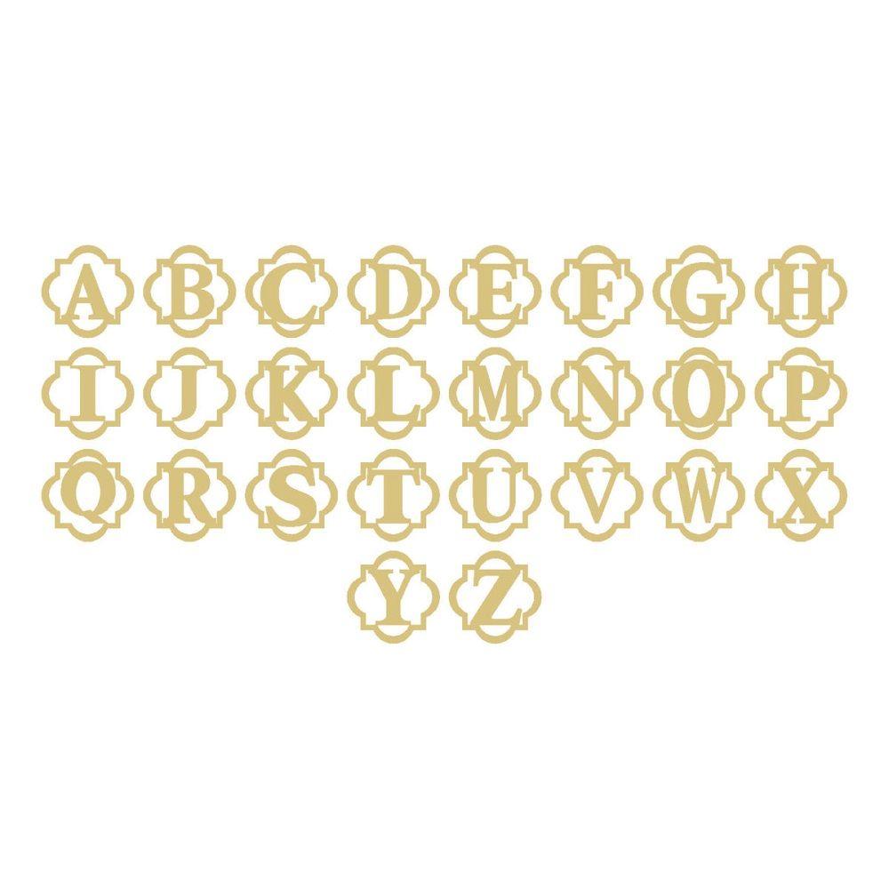 Basic Shape Quatrefoil Monogram MDF Cutout Alphabet A-Z Monogram Set - Unfinished For DIY