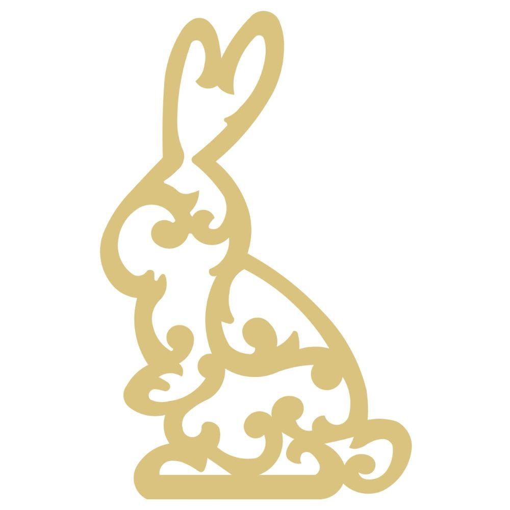 Basic Shape Rabbit MDF Cutout Ornate Filigree Pattern - Unfinished For DIY