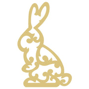 Basic Shape Rabbit MDF Cutout Ornate Filigree Pattern - Unfinished For DIY