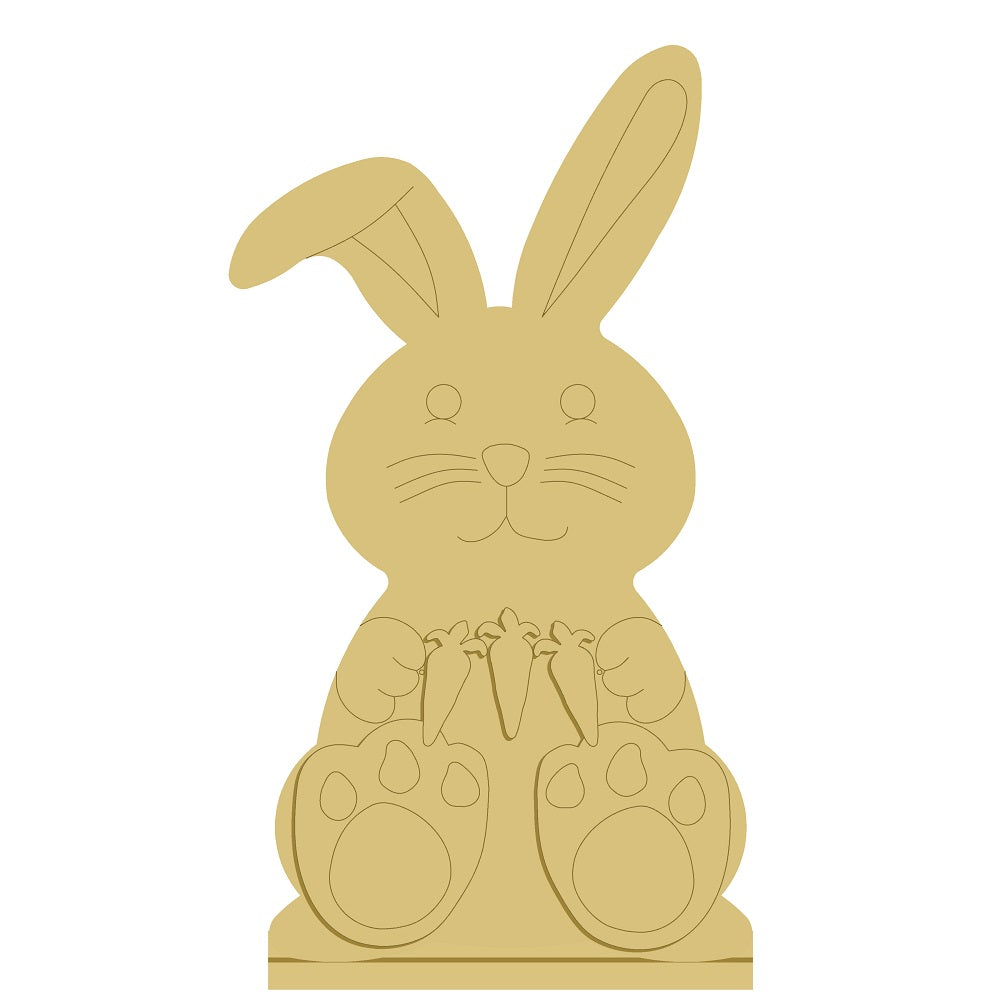 Basic Shape Rabbit MDF Cutout Holding Carrots - Unfinished For DIY