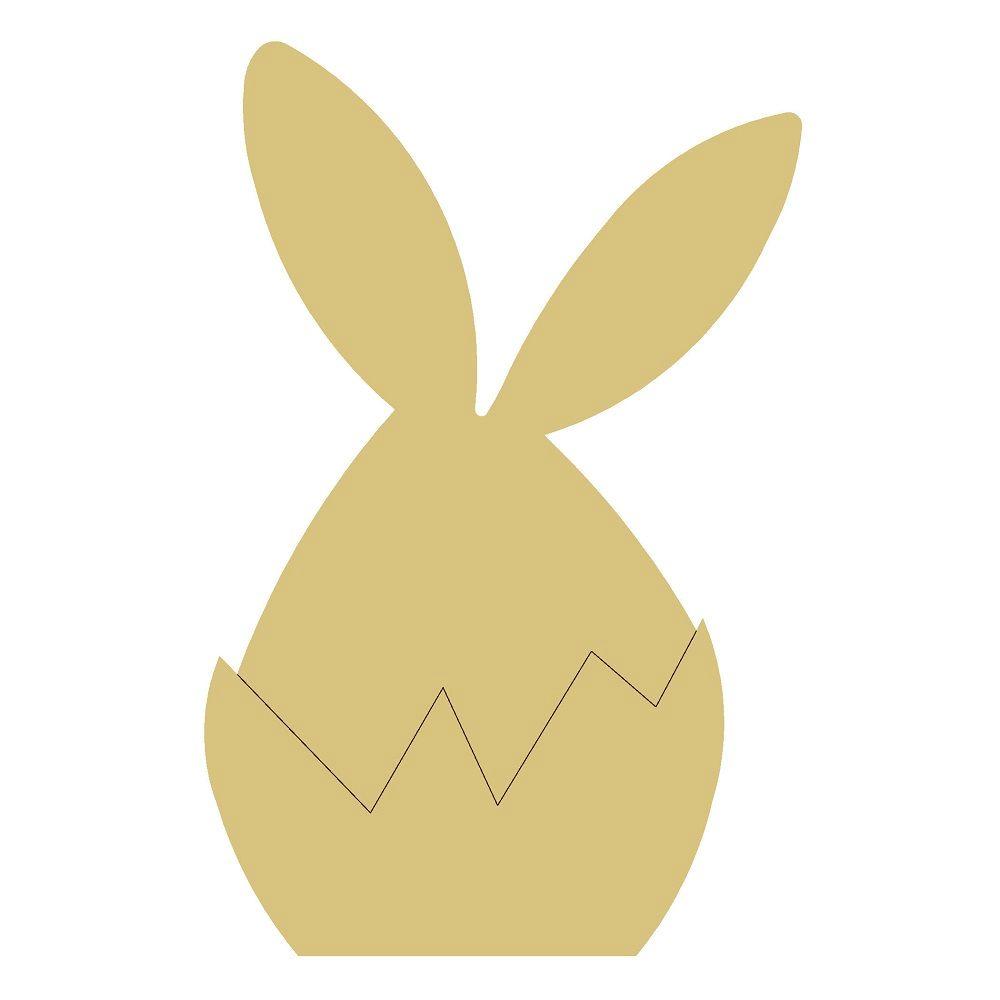Basic Shape Rabbit MDF in Cracked Egg - Unfinished For DIY
