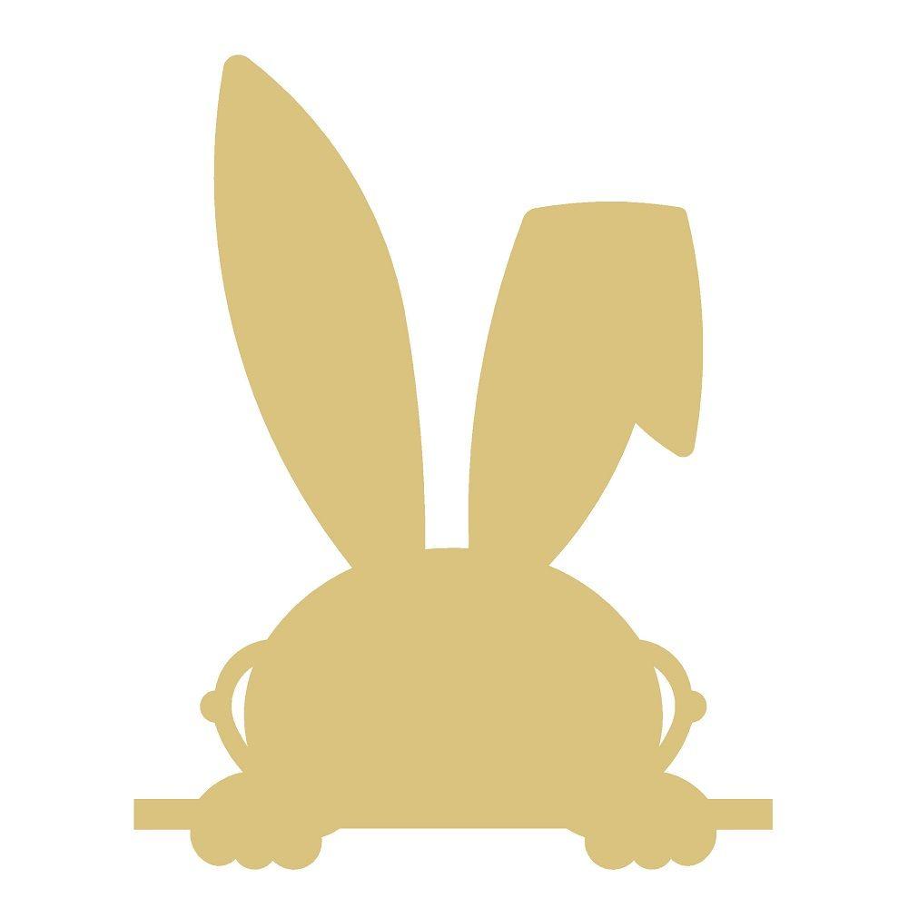 Basic Shape Rabbit MDF Cutout With Glasses Silhouette - Unfinished For DIY