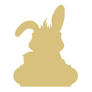 Basic Shape Rabbit MDF Cutout With Plaque Underneath - Unfinished For DIY