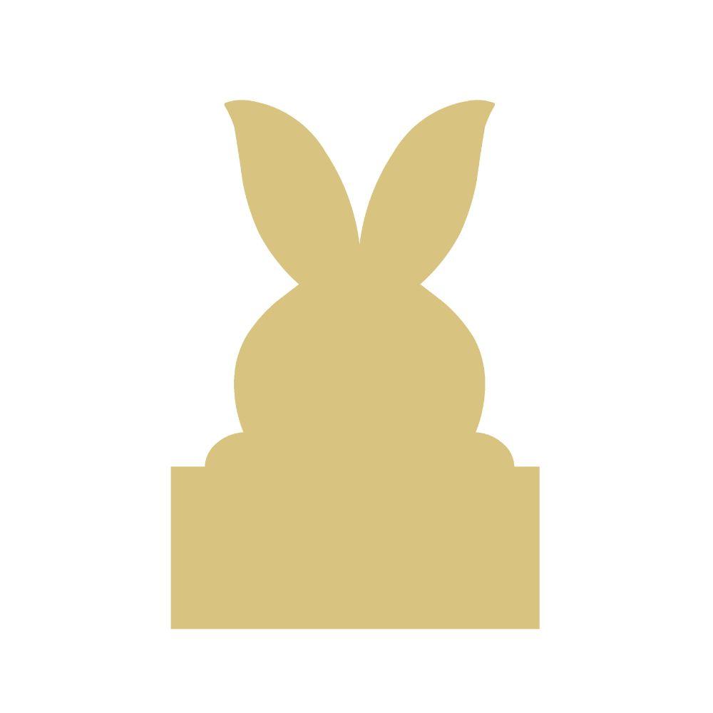 Basic Shape Rabbit MDF Cutout Silhouette On Base - Unfinished For DIY