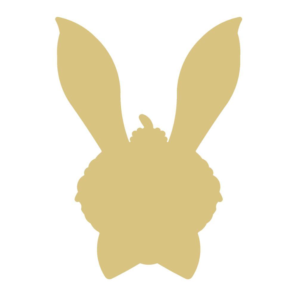 Basic Shape Rabbit Head MDF Cutout WithBow Tie - Unfinished For DIY