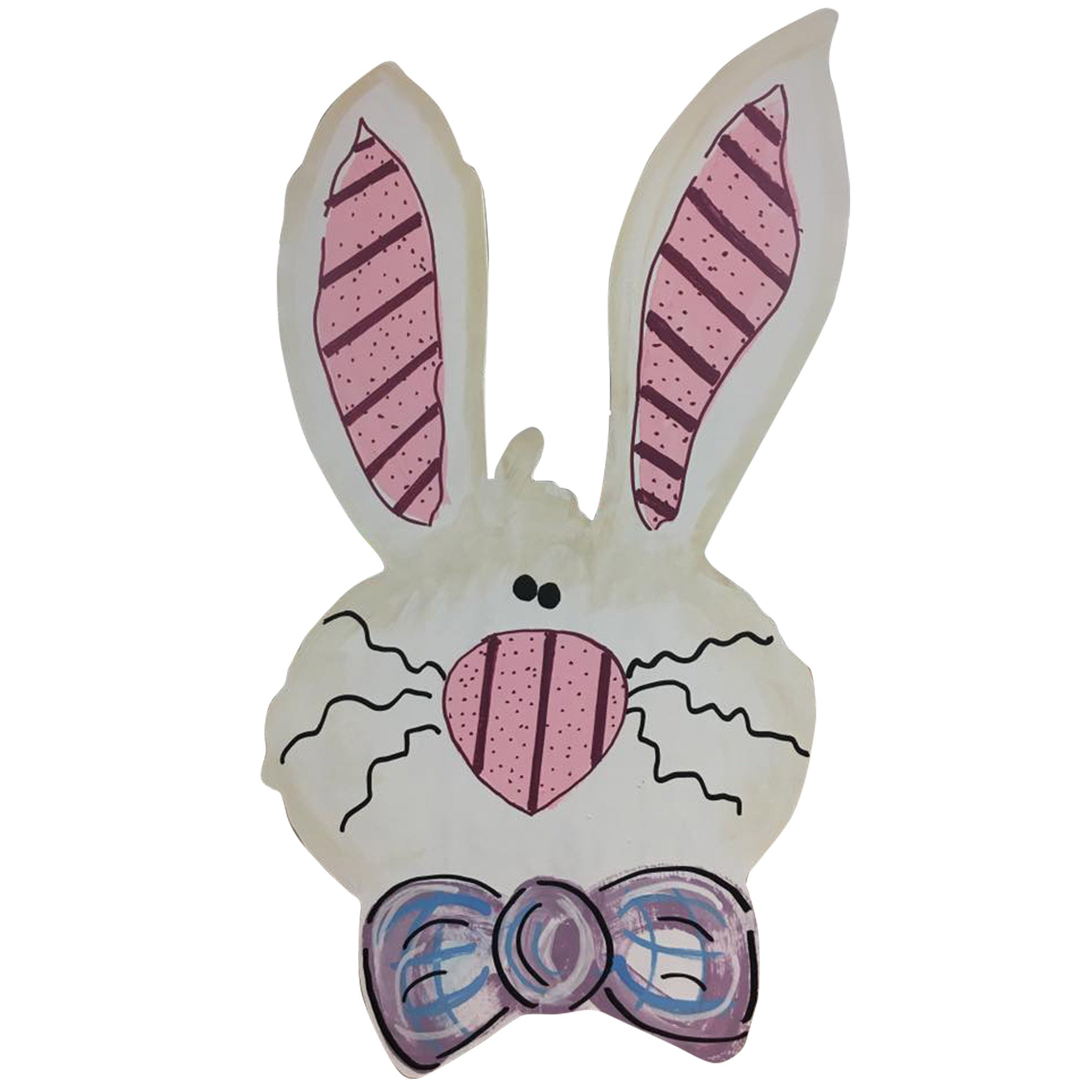Basic Shape Rabbit Head MDF Cutout WithBow Tie - Unfinished For DIY