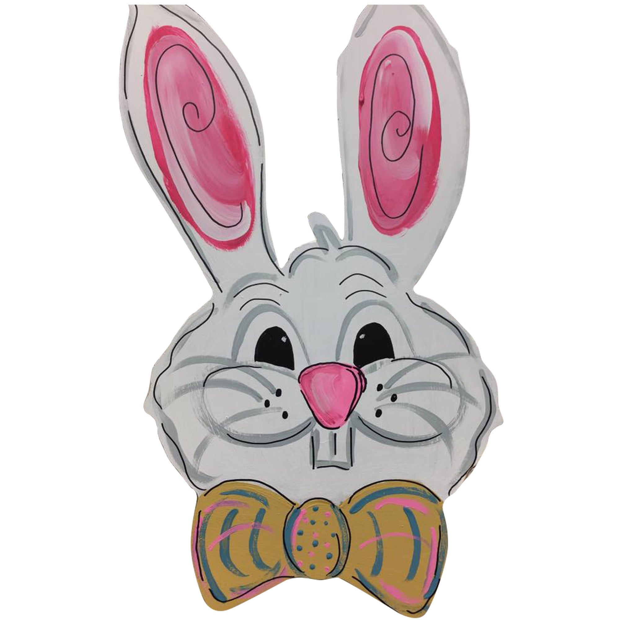 Basic Shape Rabbit Head MDF Cutout WithBow Tie - Unfinished For DIY