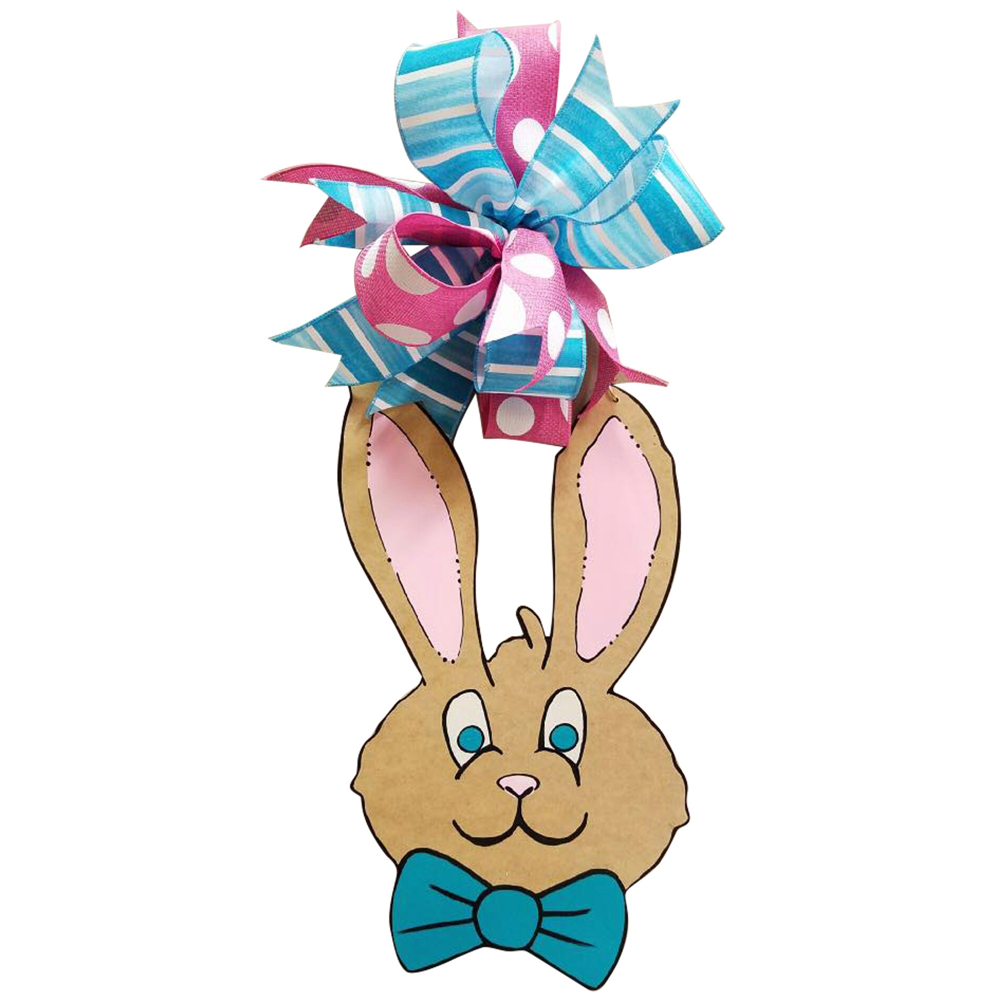 Basic Shape Rabbit Head MDF Cutout WithBow Tie - Unfinished For DIY