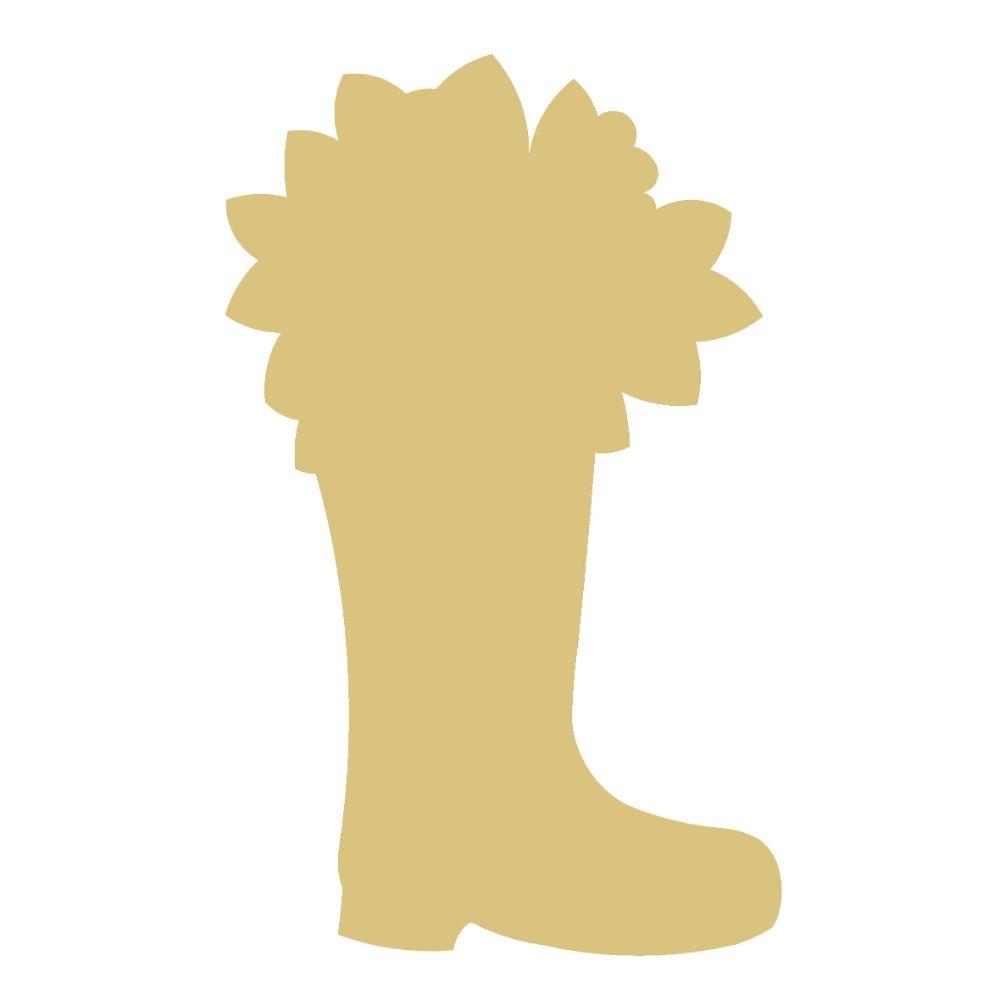 Basic Shape Rain Boot MDF Cutout With Flowers On Top Silhouette - Unfinished For DIY