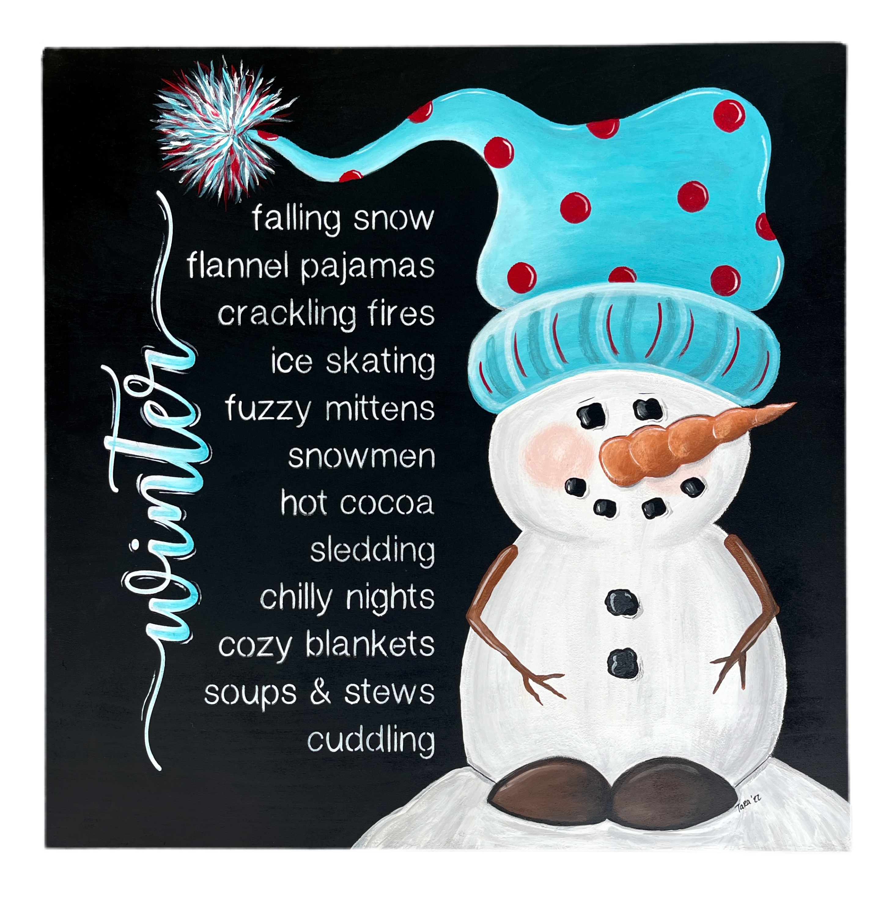 RED COLONY TREE FARM WINTER SNOWMAN ON SQUARE