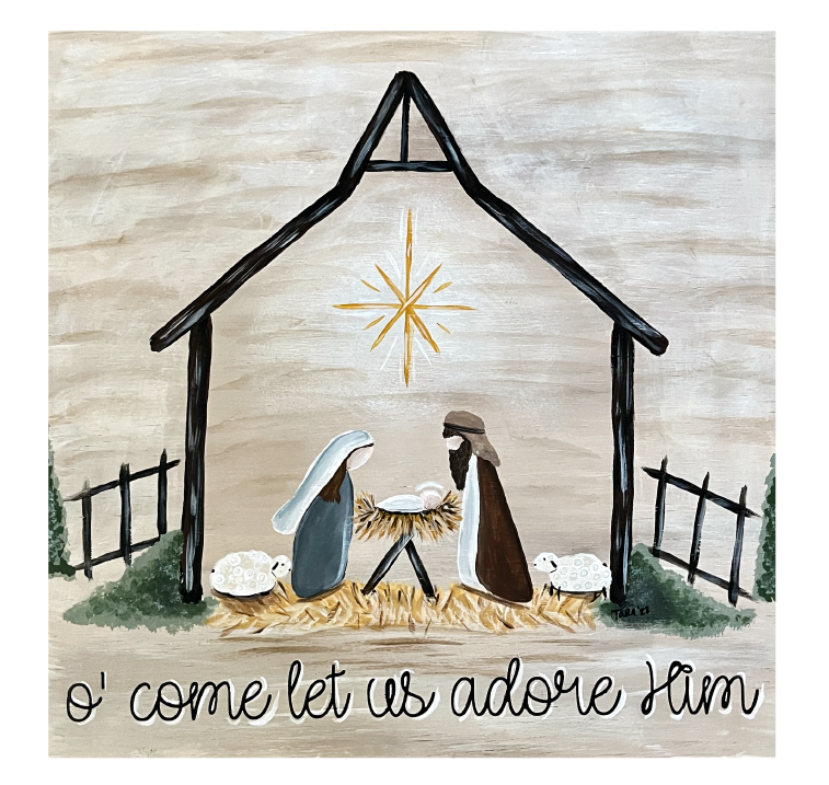 RED COLONY TREE FARM SQUARE NATIVITY ADORE HIM