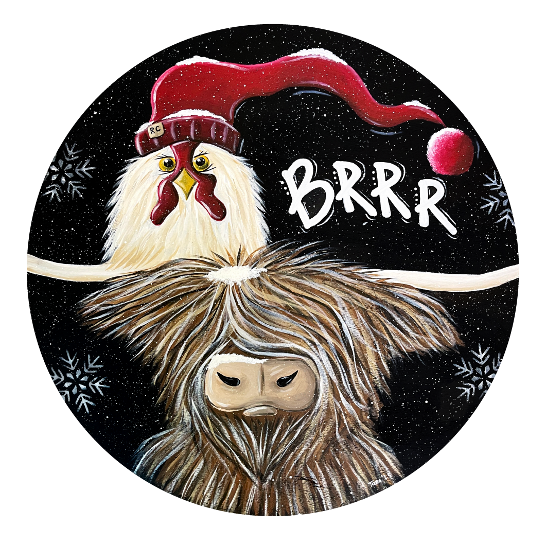 RED COLONY TREE FARM HIGHLAND COW AND CHICKEN BRR
