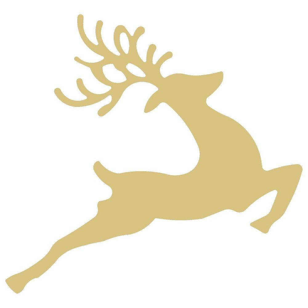 Basic Shape Reindeer MDF Cutout Leaping Silhouette Style 4 - Unfinished For DIY