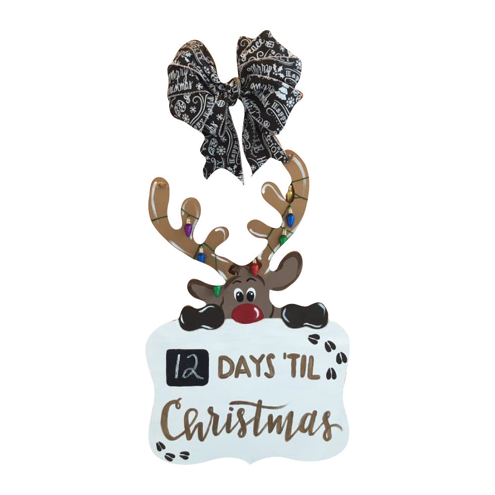 Basic Shape Reindeer Plaque MDF Cutout Silhouette - Unfinished For DIY