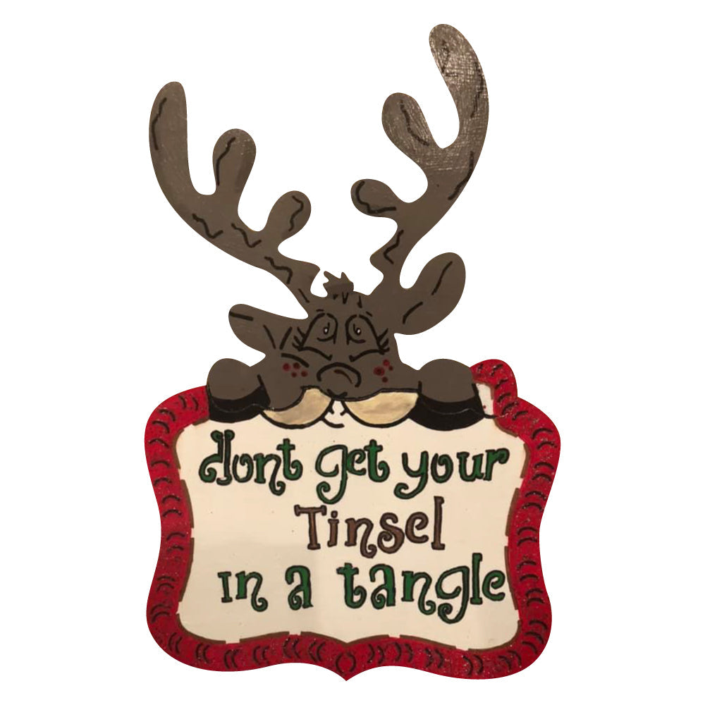 Basic Shape Reindeer Plaque MDF Cutout Silhouette - Unfinished For DIY