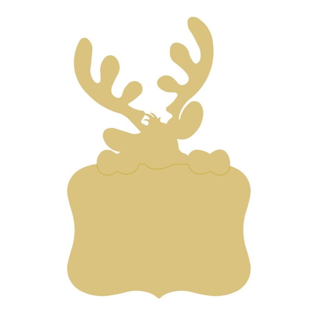 Basic Shape Reindeer Plaque MDF Cutout Silhouette - Unfinished For DIY