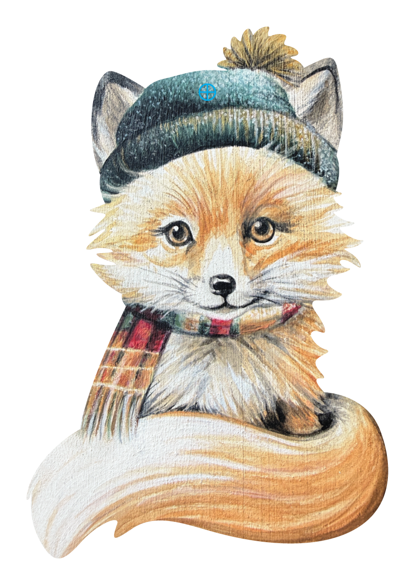 RiOak WESTERN DESIGN FOX WITH HAT AND SCARF