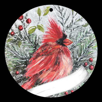 RiOak WESTERN DESIGN CHRISTMAS CARDINAL WITH A WHITE RIBBON