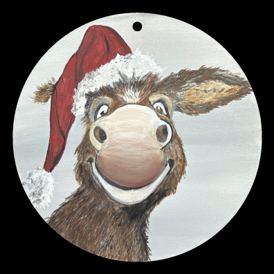 RiOak WESTERN DESIGN CHRISTMAS DONKEY WITH STANTA HAT