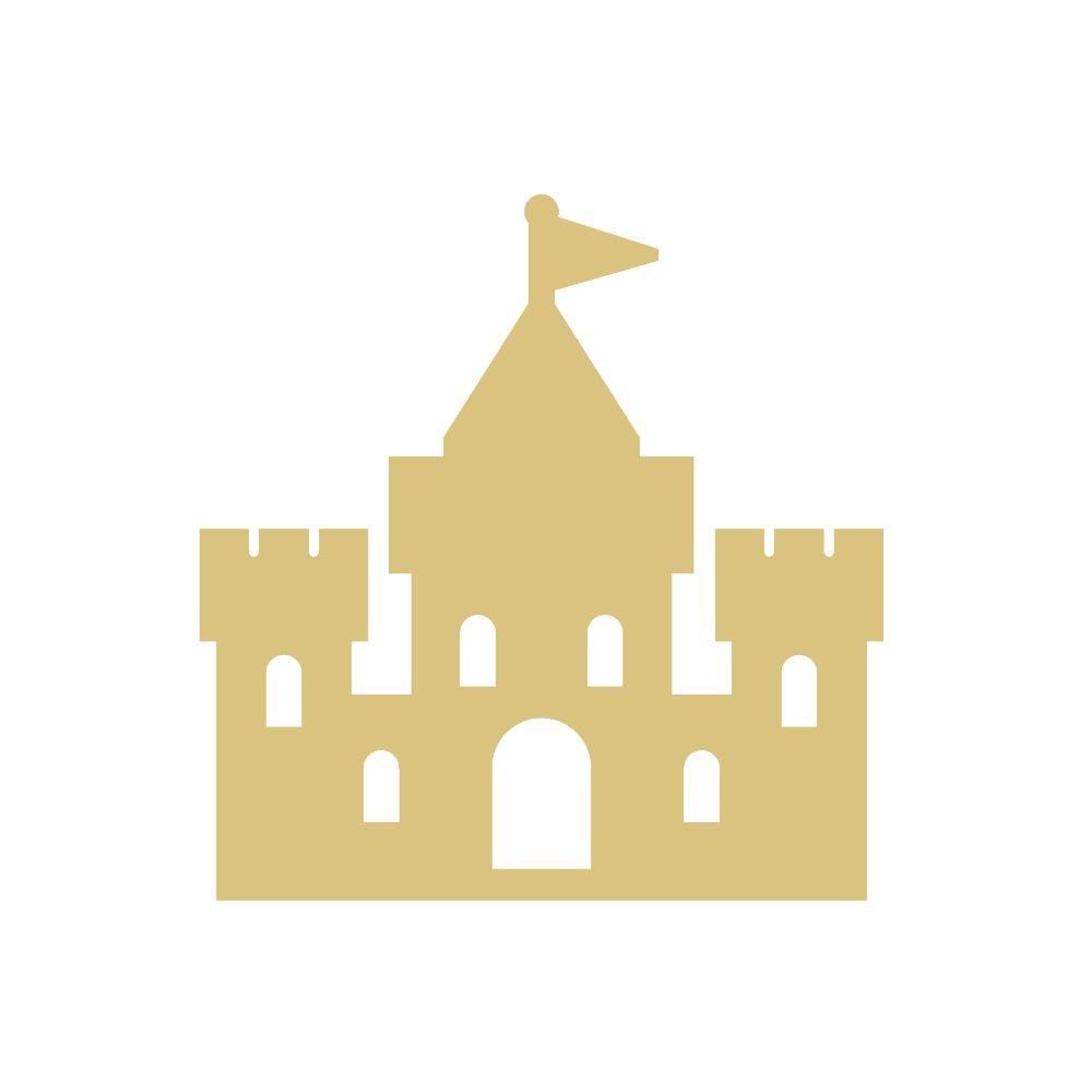 Basic Shape Castle MDF Cutout Castle Silhouette With Flag - Unfinished For DIY