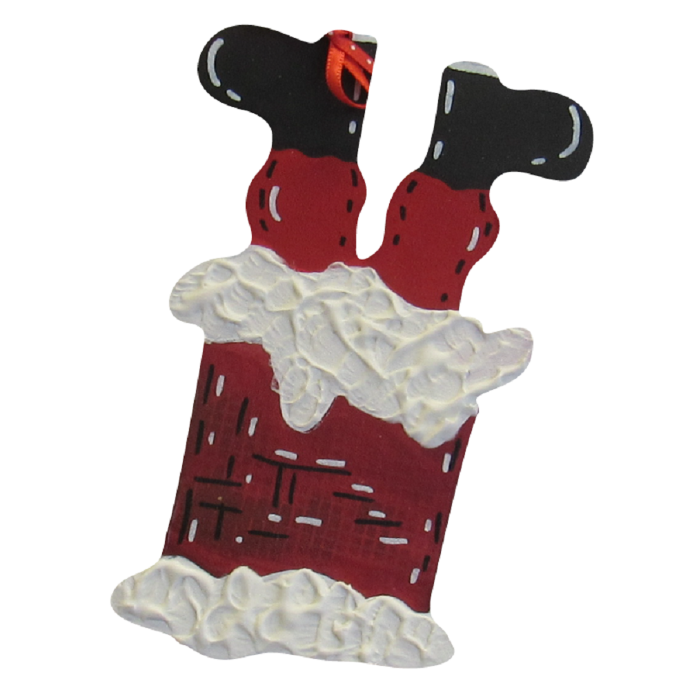 Basic Shape Santa In A Chimney MDF Cutout Holiday Silhouette - Unfinished For DIY